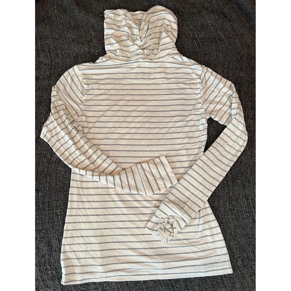 Albion Fit Women's cowl neck Striped Long Sleeve White Gray Size M
